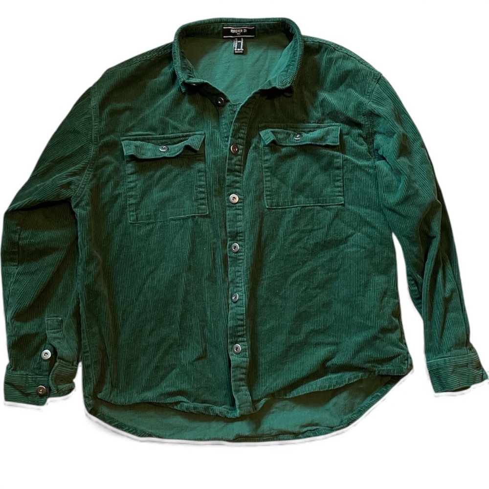 Forever 21 Men's Green Corduroy Shirt